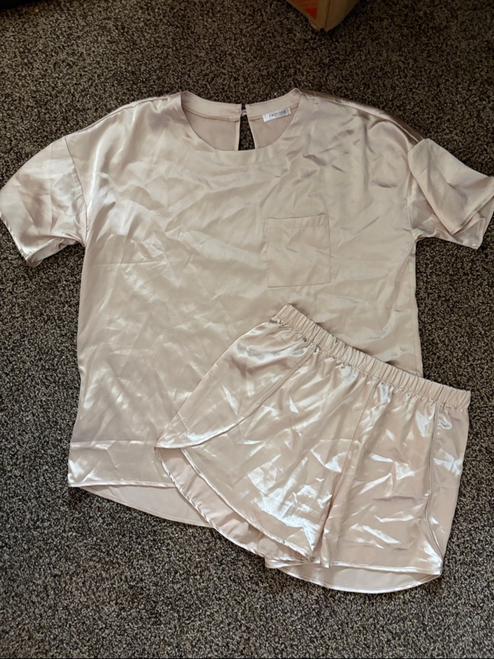 Satin Short Sleeve Pajama Set - Blush Cream